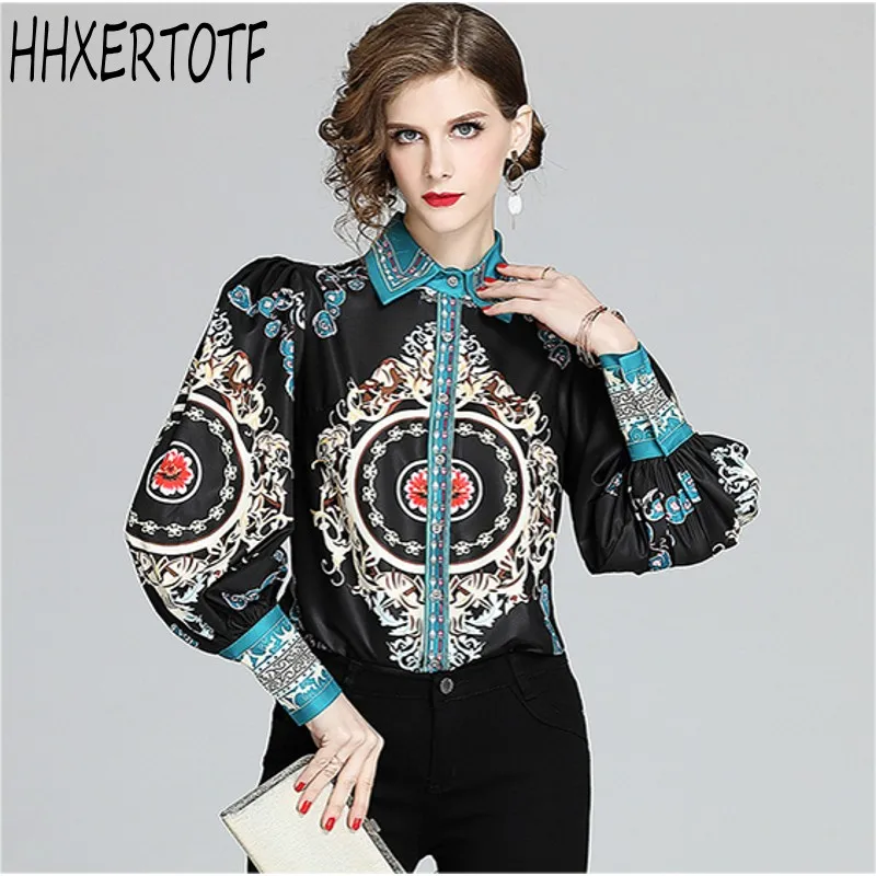 Женская блузка с отложным воротником и рукавами-фонариками | одежда