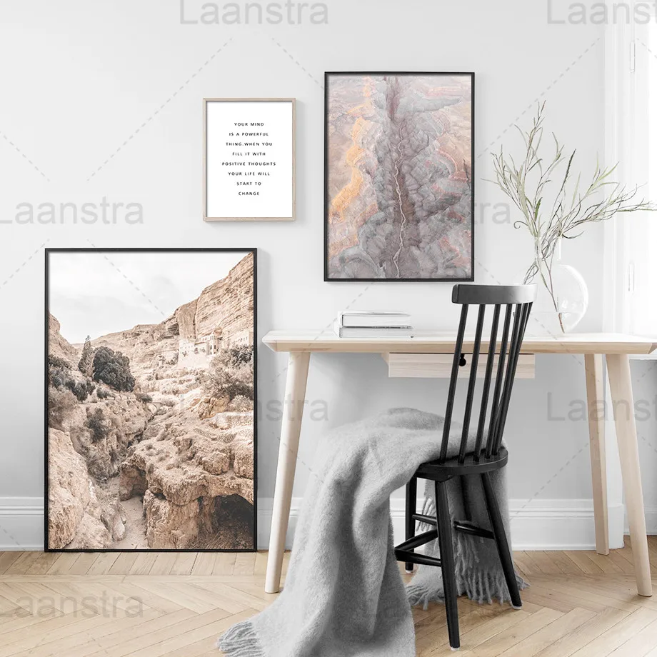 

Grassland Landscape Canvas Poster Reed Rock Living Room Wall Home Decoration Painting Giraffe Landform Bedroom Print Simple Text