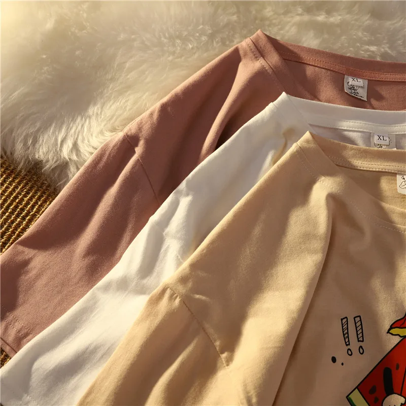 

Hong Kong style Japanese cotton short-sleeved t-shirt female summer 2021 loose Korean version ins Harajuku style chic Hong Kong