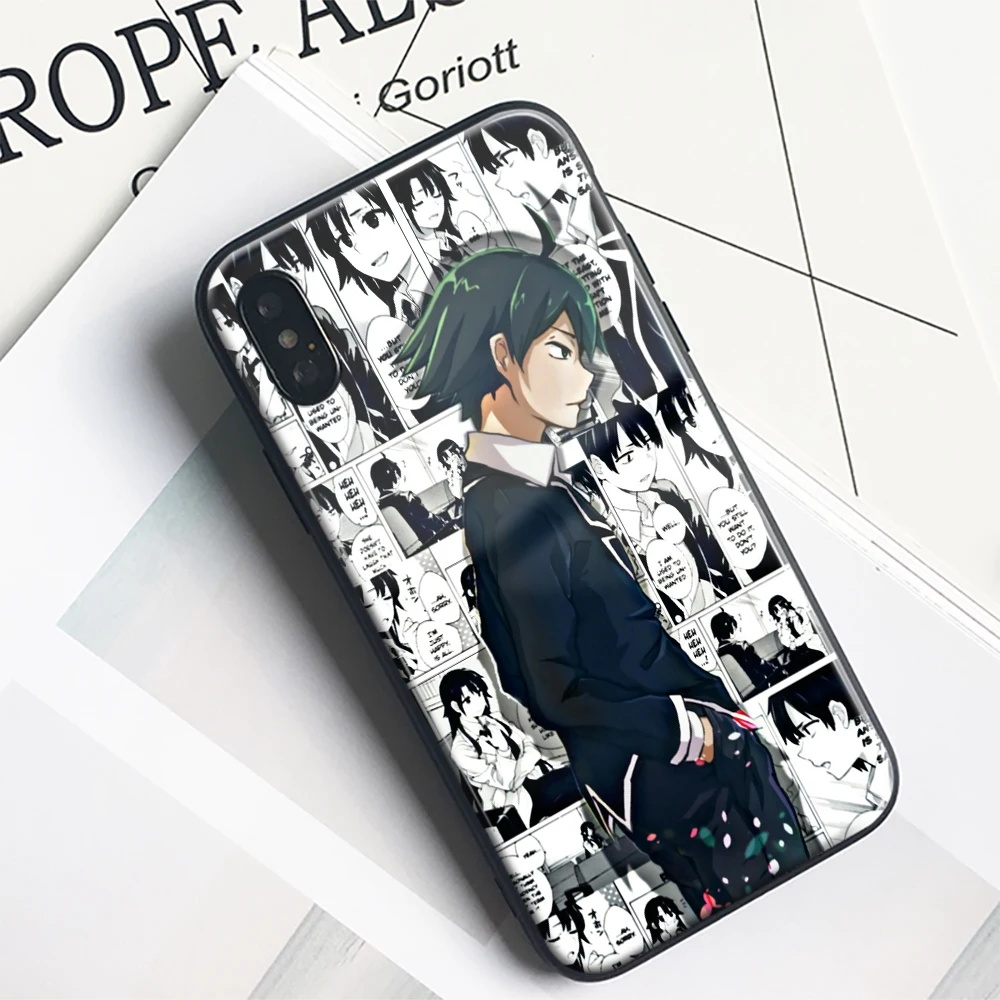 Мягкий силиконовый стеклянный чехол Hikigaya ореairu из аниме для IPhone Se3 7 8 15 Plus Xr X Xs 11 12