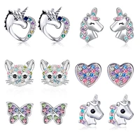 new hot lucky unicorn cat love rainbow jewelry earrings accessories for women party jewelry anniversary gifts
