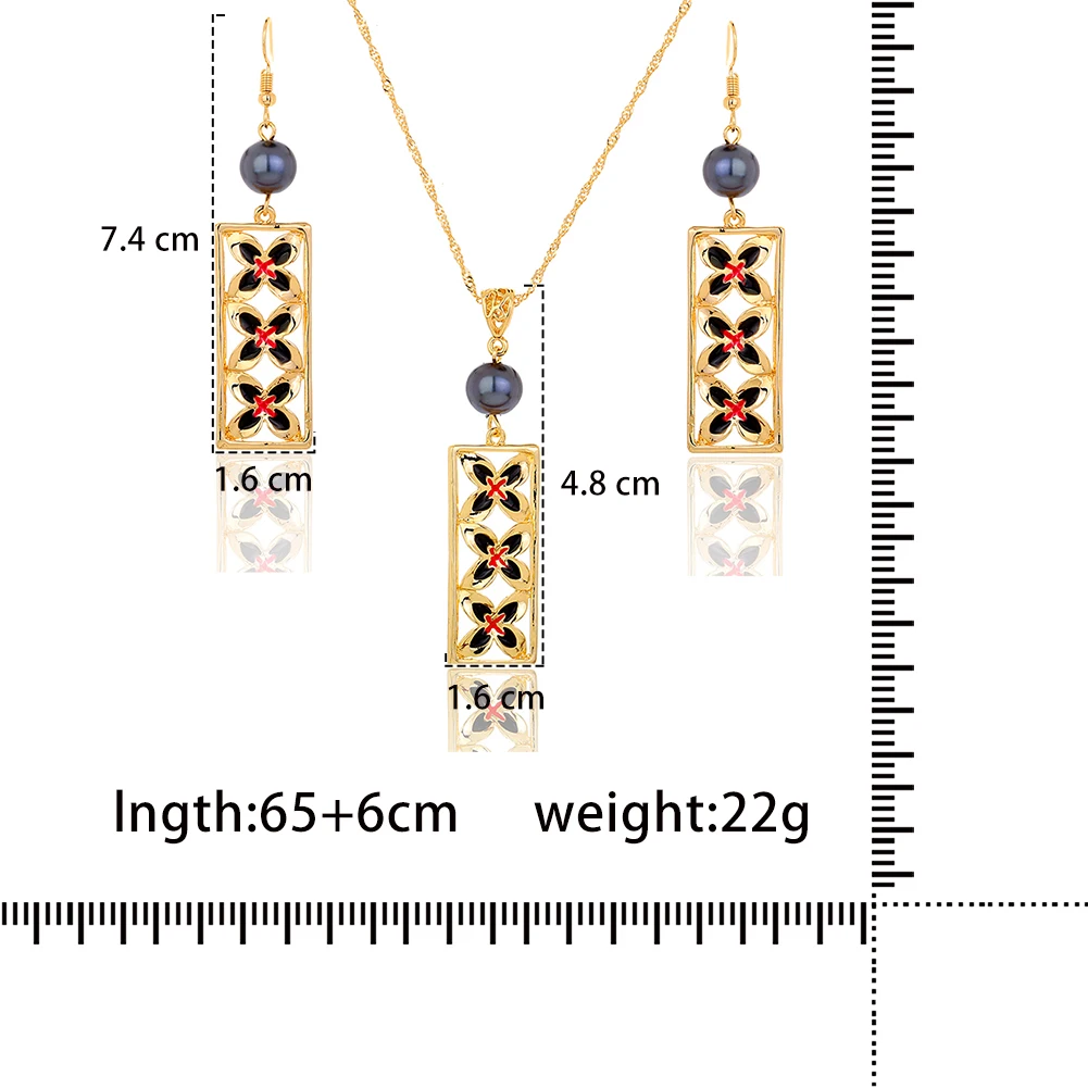 

Cring Coco Hawaiian Necklace and Earring Jewellery Set High Quality Fashion Enamel Geometric Jewelry Sets Accessories for Women
