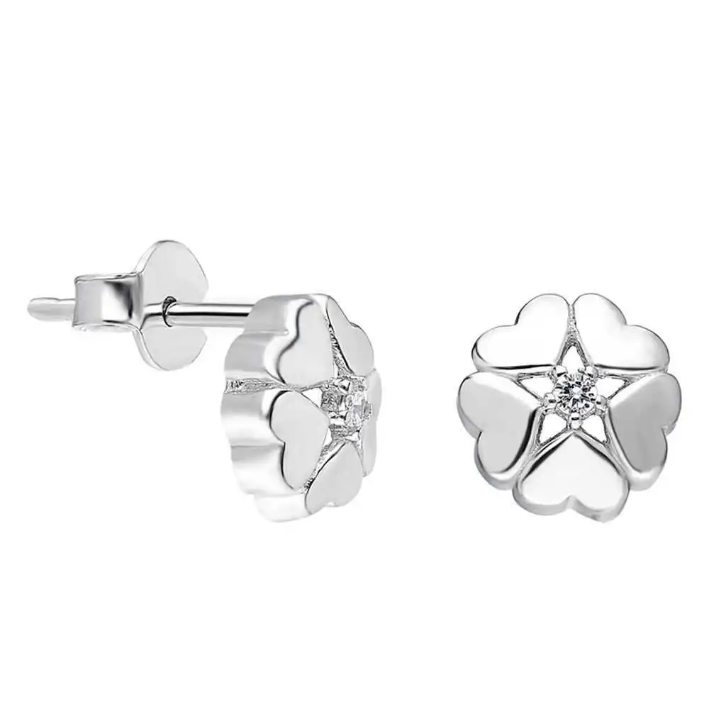 

Zircon Stone Fives Heart Design 925 Sterling Silver Earrings