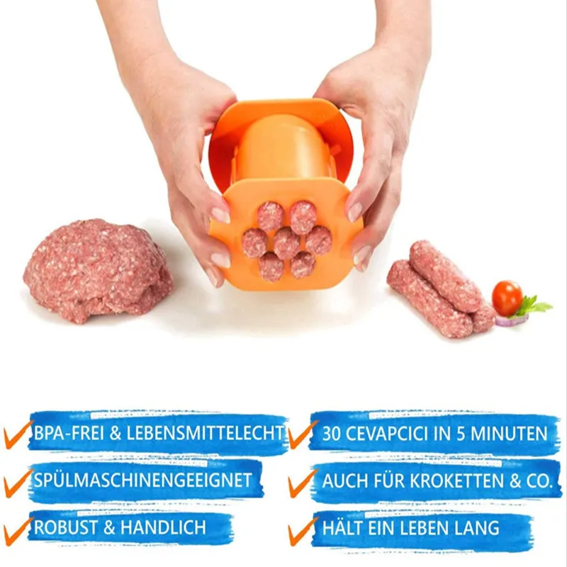 

Полоски для приготовления сосисок, мяса хот-дог, гамбургеров, кухонный гаджет, экструзионная модель мясорубки, колбасная форма, пресс для мя...