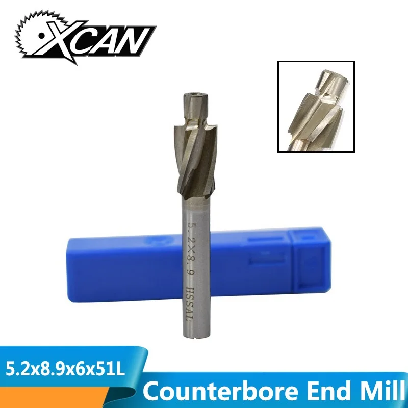 XCAN 1 шт. 4 Флейта HSS Цековка торцевой фрезы Зенковка сверло для работы по металлу M5.2 пилот слот фрезы