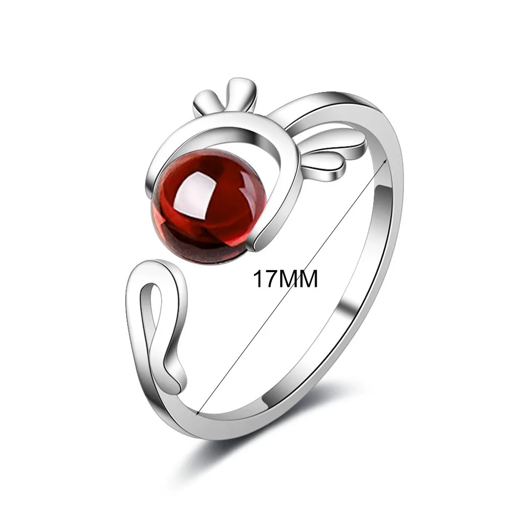 Женское кольцо с серебряным покрытием MEETSOFT простое регулируемое клубничным