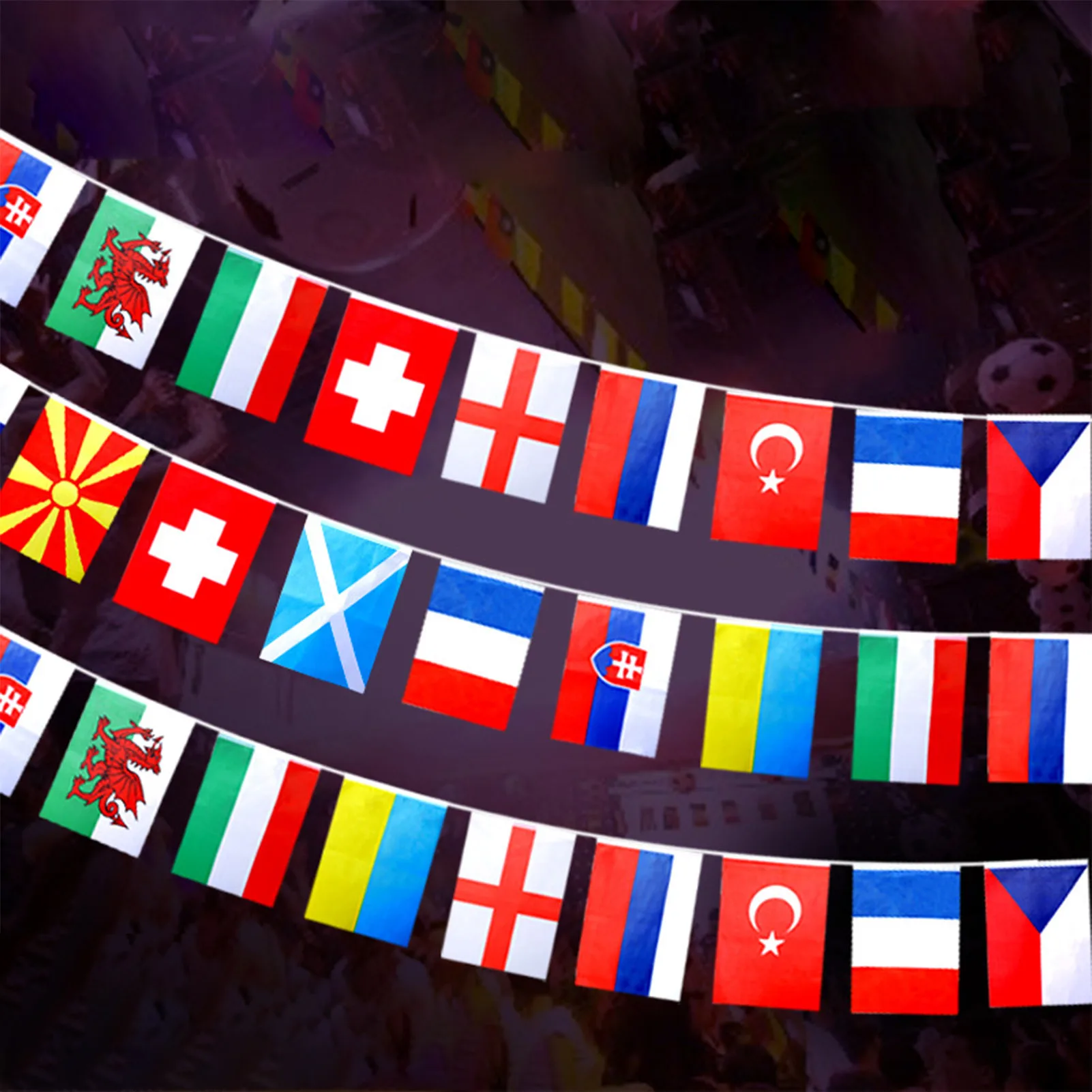 

24PCS/Set European Bunting Flags Football String Flag For Bar Decoration International Flags