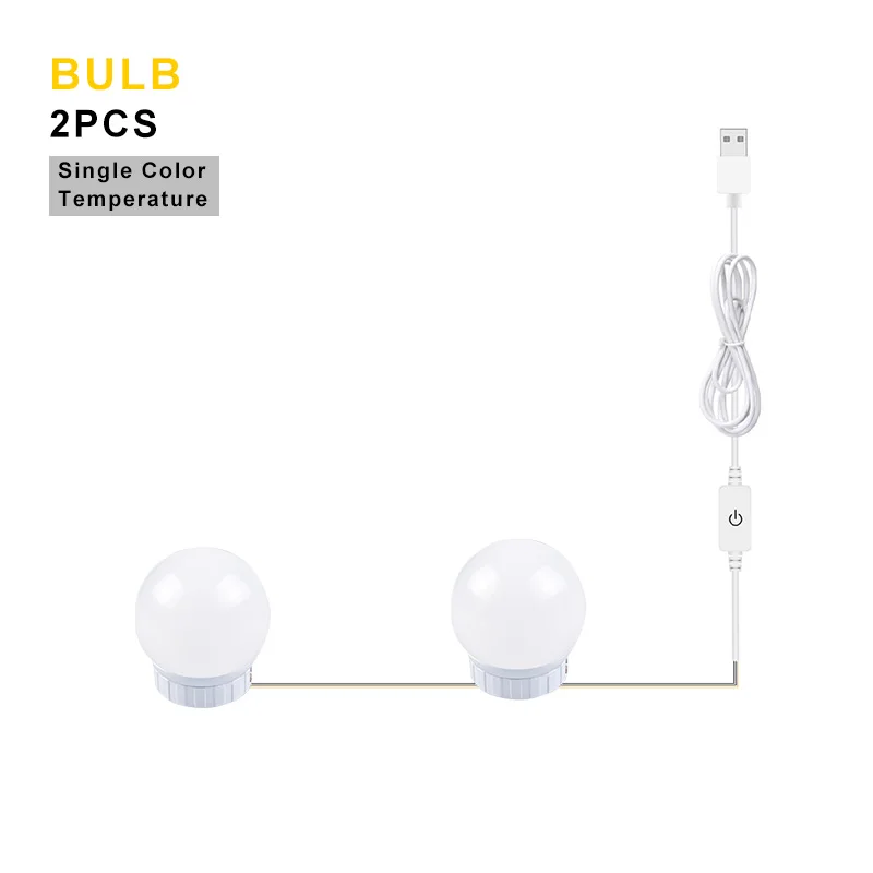 Single Color 2bulbs 5V светодиодный зеркало для макияжа светильник Vanity светильник s Плавная затемнения настенный светильник 2/6/10/14 лампы Комплект для туалетного столика светодиодный зеркало с подсветкой led лампа - Испускаемый цвет: Single Color 2bulbs