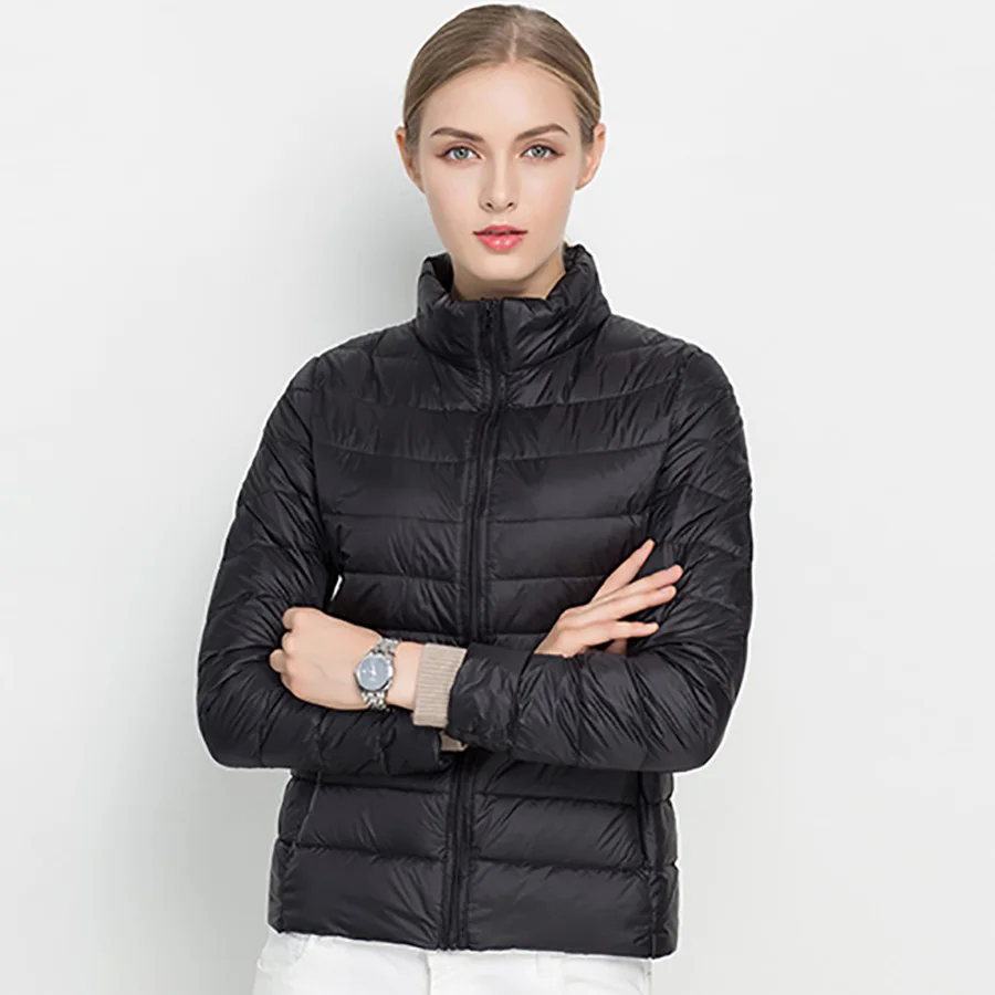 Зимняя женская ультра легкая пуховая куртка 90% утиный пух Повседневная бомбер