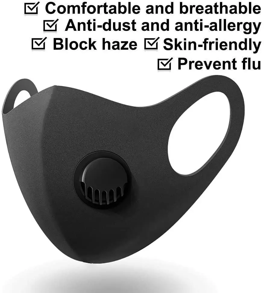 

5pcs New Cotton Black Face Mask Mouth Breathable Sponge Masks PM2.5 Anti Dust Maske Washable Reusable Mouth Mask