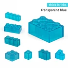 Прозрачные Голубые строительные блоки, толстые фигурки, кирпичи, Обучающие креативные размеры, подходят для других брендов, пластиковые игрушки сделай сам, аксессуары