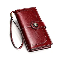 large capacity long women wallet rfid genuine leather womens wallets purses female red yellow pink card holder clutch phone bag