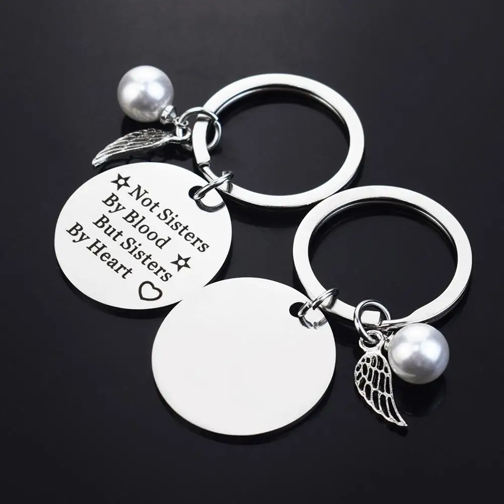 Металлический брелок для ключей серебристого цвета с цитатой Llavero NOT Sister BY кровь