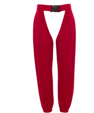 

2021 autumn new streetwear hip-hop hollow out all-match high-waist slim trousers women