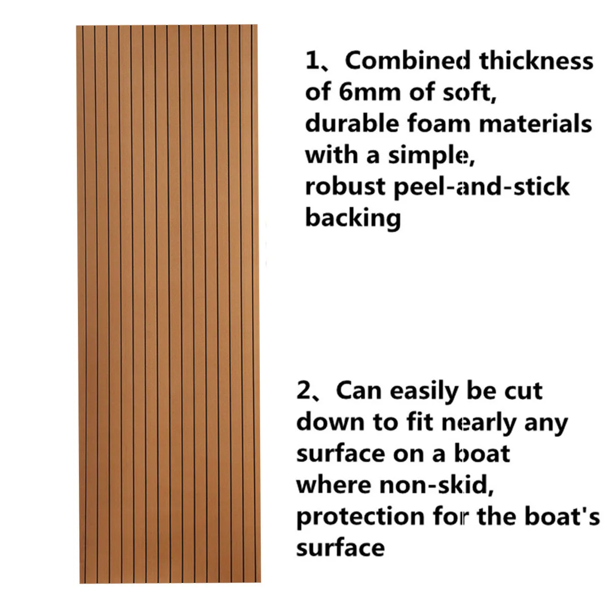 

900x2300x6mm Non-skid EVA Foam Faux Teak Sheets Boat Flooring Fit for Yacht Self-Adhesive Foam Marine Flooring Faux Boat Decking