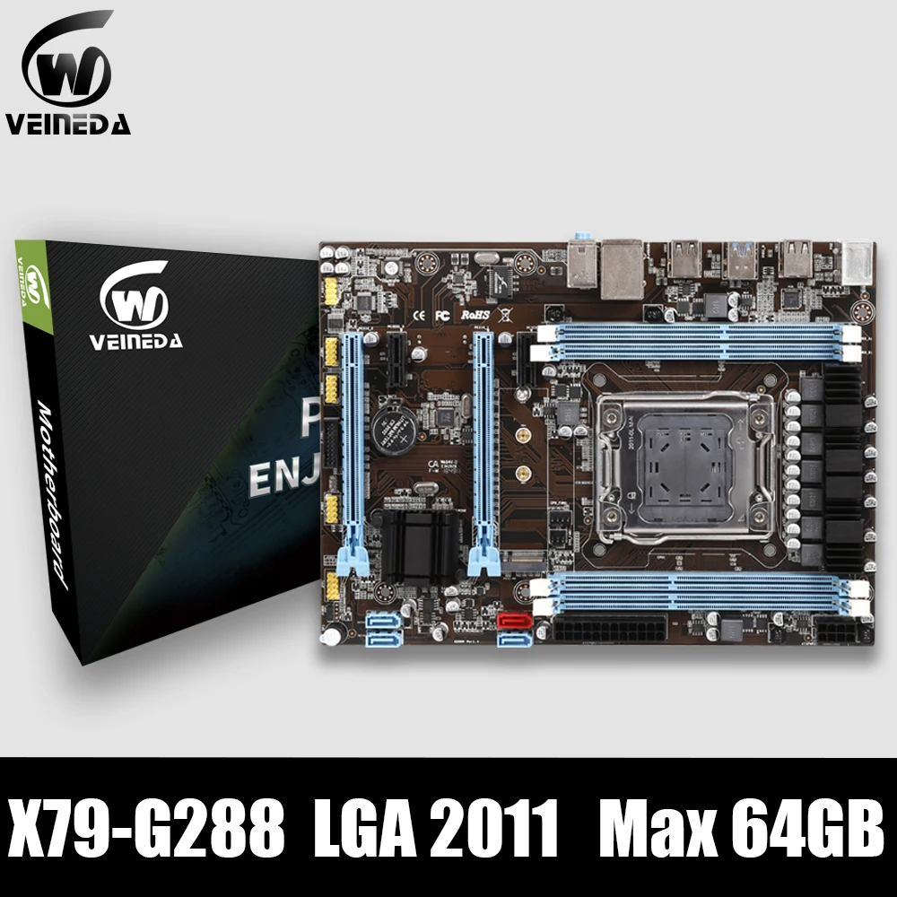 VEINEDA X79 G288 материнская плата LGA2011 блок питания ATX материнская плата USB3.0 SATA3.0 PCI-E 16X поддержка DDR3 Оперативная память 1600 МГц PC3 SSD и E5 Процессор