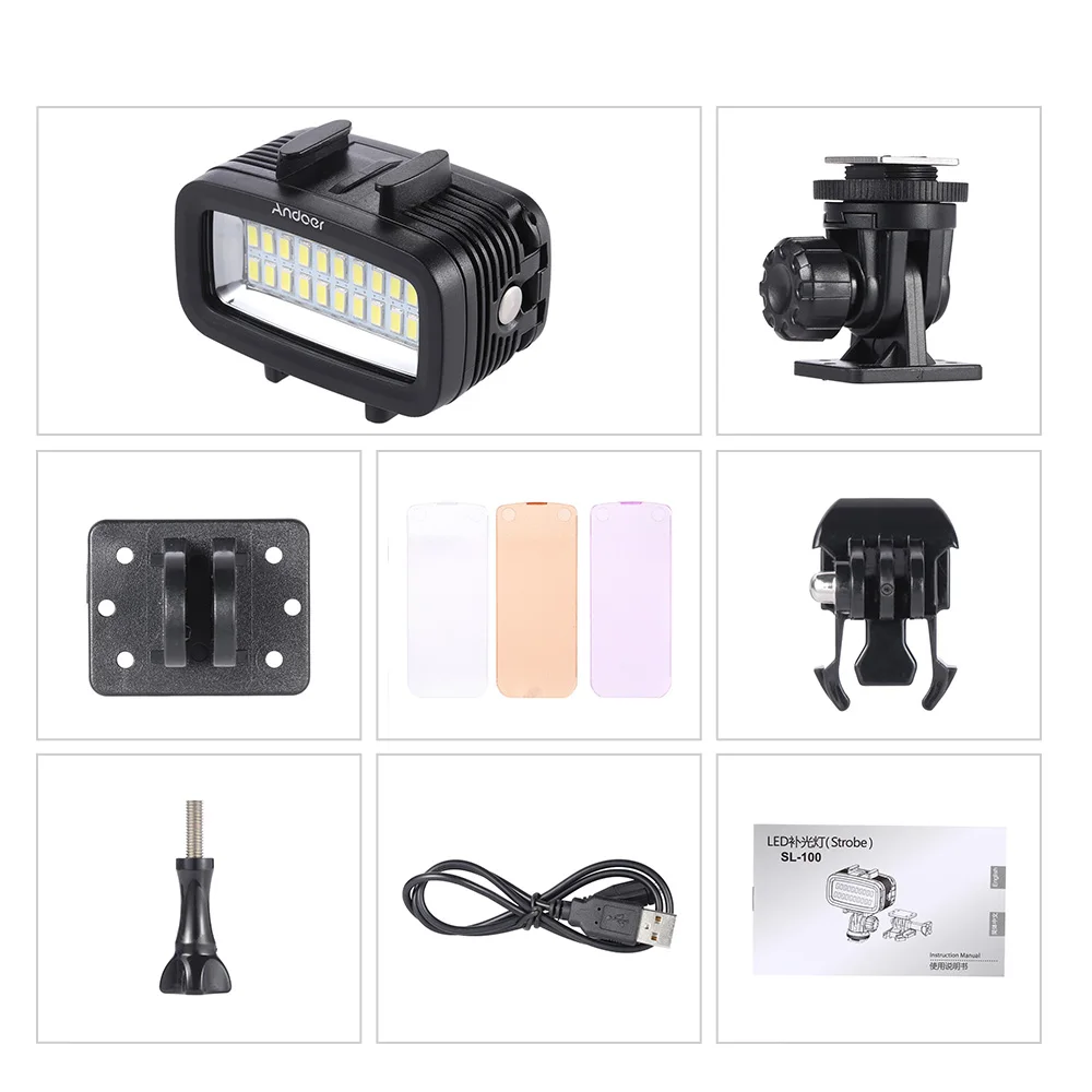

Andoer Diving LED Video Light LED Lighting Lamp High Power 700LM with Diffuser for GoPro SJCAM Sports Action Camera