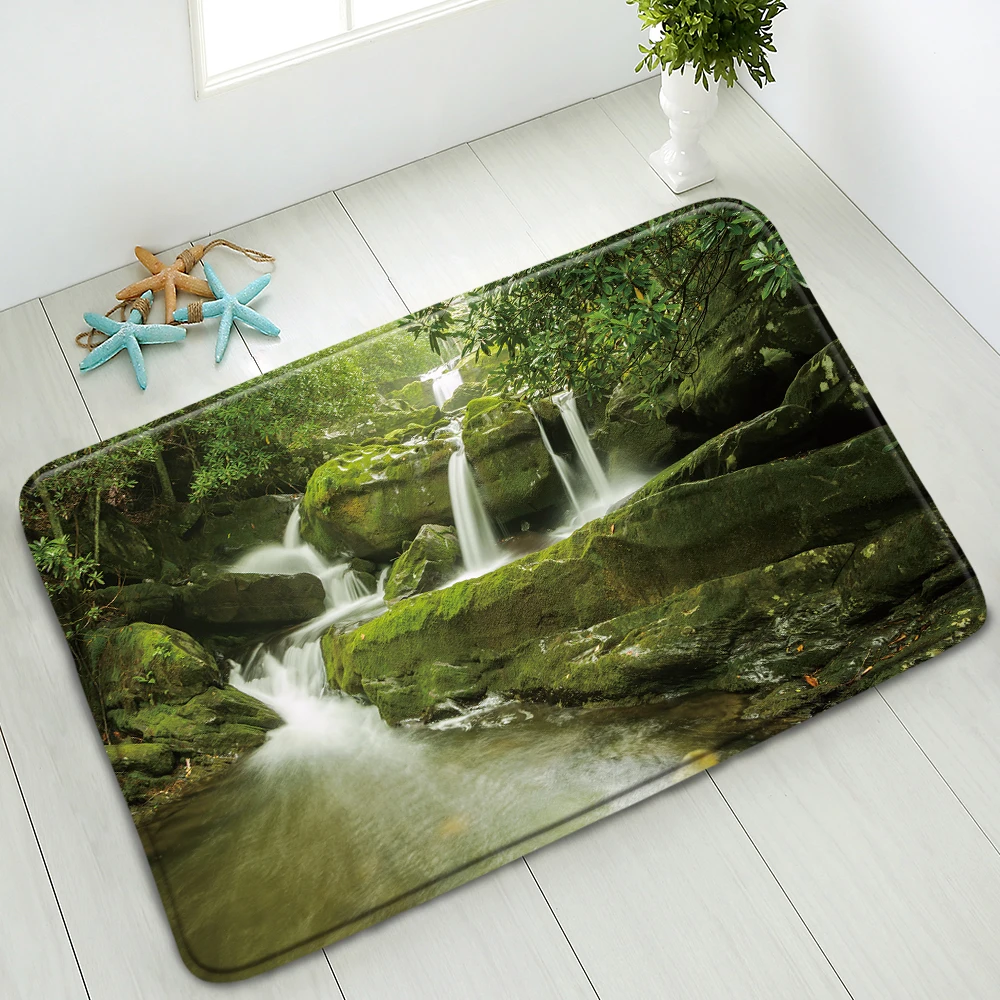 

Waterfall Non-Slip Bath Mat Autumn Natural Scenery Bedroom Living Room Kitchen Doormat Small Rug Washable Home Carpet Foot Pads