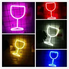 Неоновые светодиодные вывески для Винных Бокалов, настенная Подвесная лампа Winebowl, настсветильник, неоновая вывеска с питанием от USB, украшение для бара и комнаты, подарки