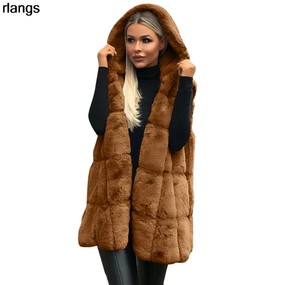 High quality Fur Vest coat Luxury Faux Fox Warm Women Coat Vests Winter Fashion furs Women's Coats Jacket Gilet Veste 3XL