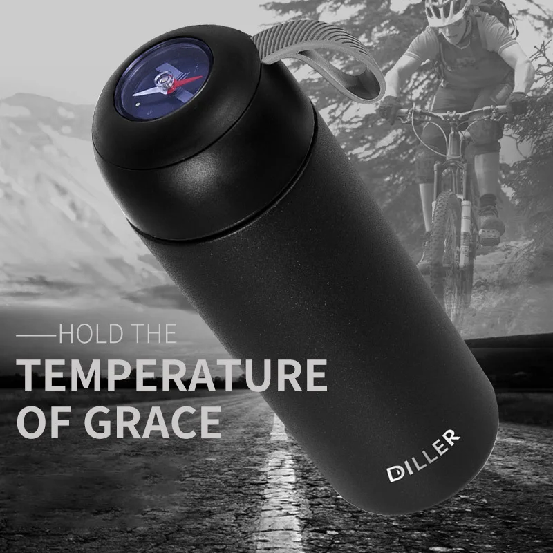 Походный термос стакан с компасом вакуумная теплоизолированная колба 18/8