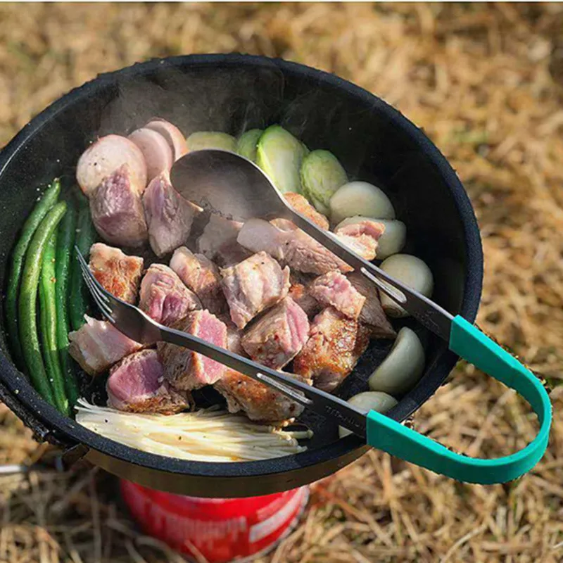 Набор титановых ложек и вилок TOAKS с зажимом для кемпинга пикника SLV-15 | Спорт