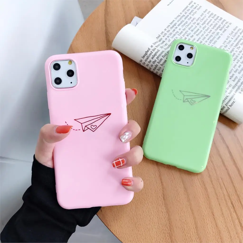 Для iPhone7 11 мобильный телефон чехол модный бумажный самолет позолоченный узор для