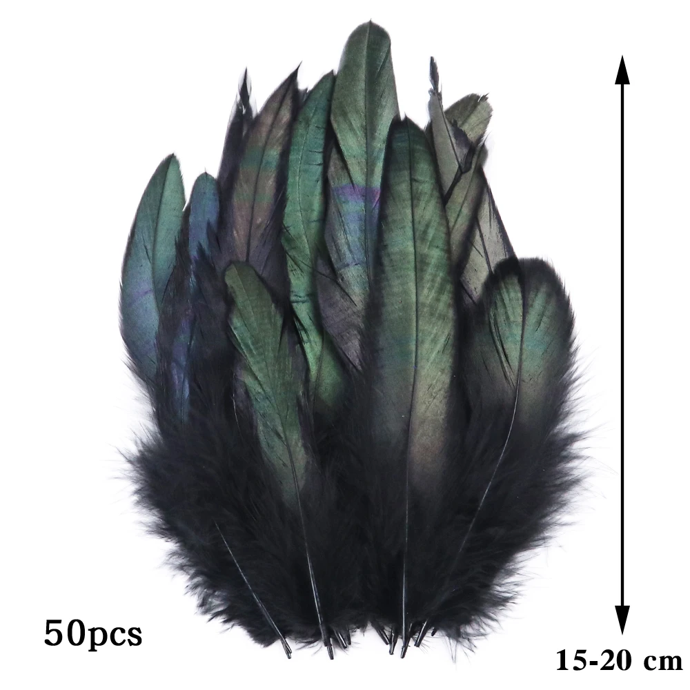 

50pcs/pack Black Rooster Feathers Dyed Colorful Natural Pheasant Plumes 15-20cm/6-8 inch Costume Party Decor feathers for Craft