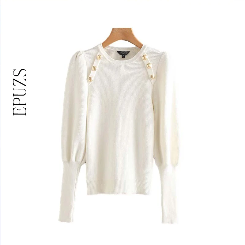 Женский винтажный вязаный свитер черный белый Повседневный пуловер с круглым