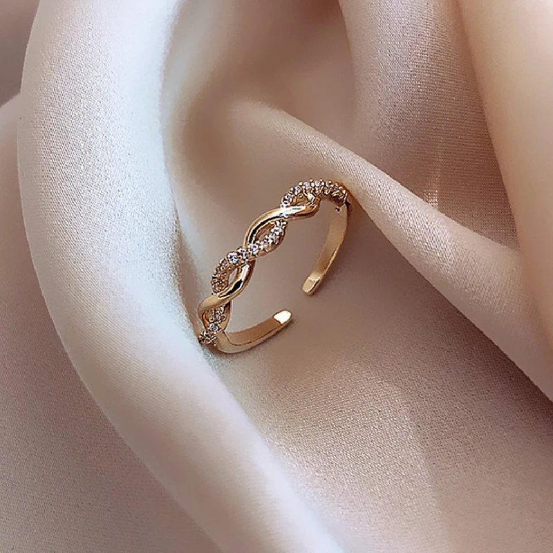 

European and American twist fashion personalized index finger net red simple opening ring cold wind trend fairy exaggerated jewe