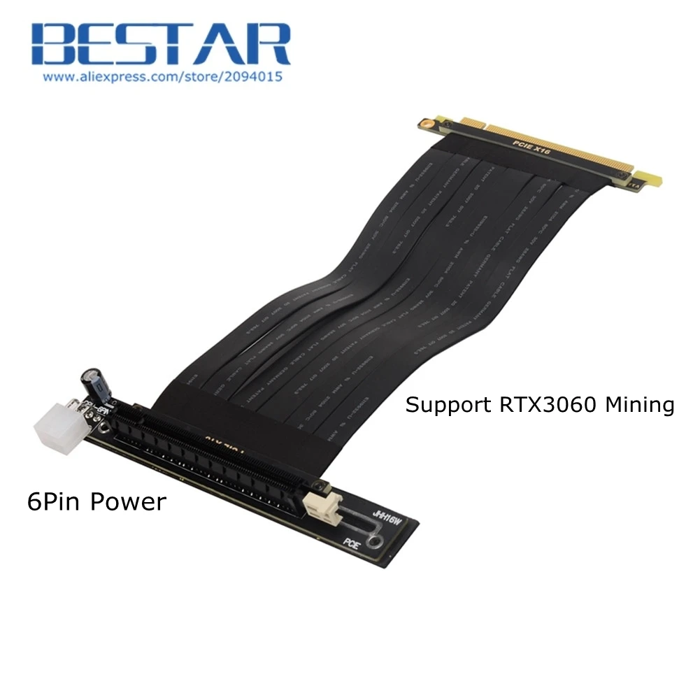 

PCIE X16 to X16 Mining Extension Cable PCI-e 16x Adapter Riser x99 Server RTX3060 Multi-card ETH Miner Stable Large 6Pin Power