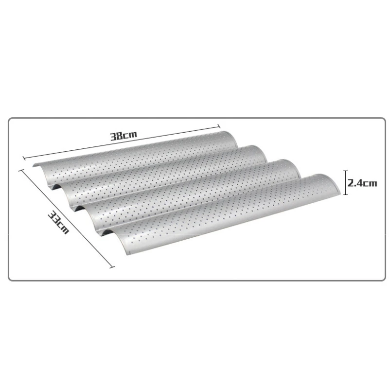 Качество еды антипригарное покрытие перфорированные багет хлебные сковородки 4