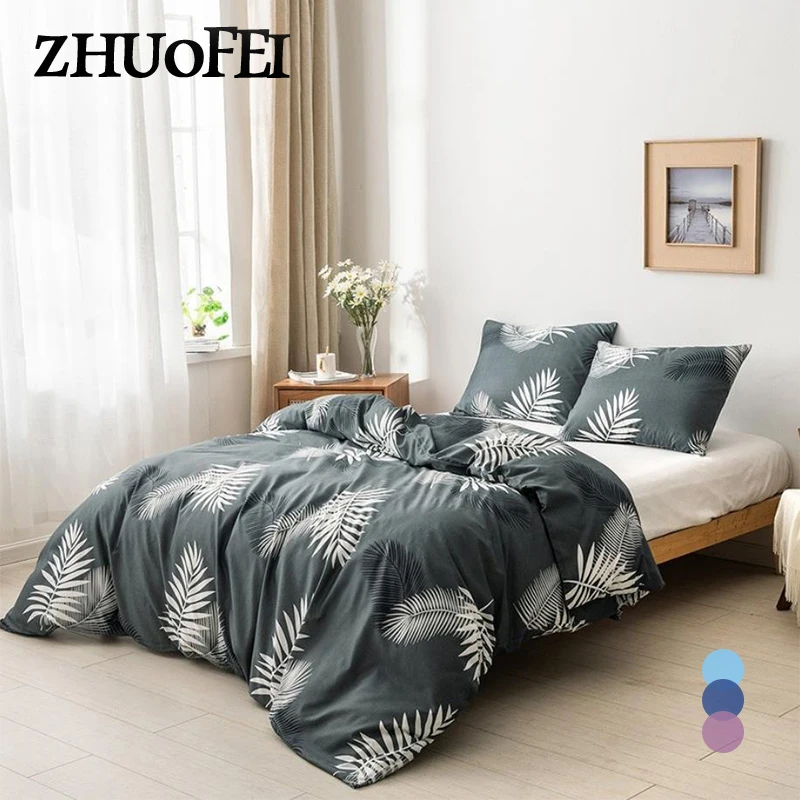 

2/3pcs Brushed Print Bedding Set Soft Quilt Cover Thick Duvet Cover Set Pillowcase Twin Queen King Size Home Textile