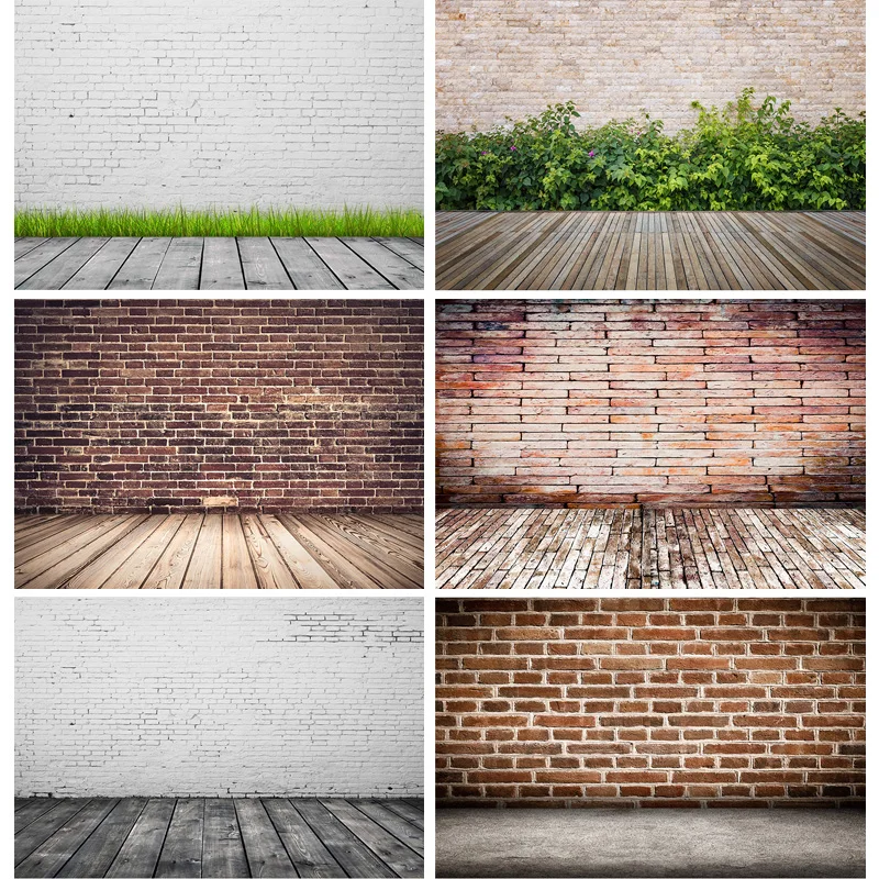 

Vinyl Custom Vintage Brick Wall Wooden Floor Photography Backdrops Photo Background Studio Prop 21712 YXZQ-08
