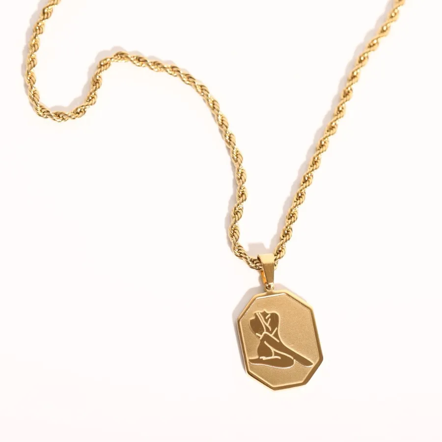 Ожерелье женское из нержавеющей стали 316L с квадратной подвеской | Украшения и