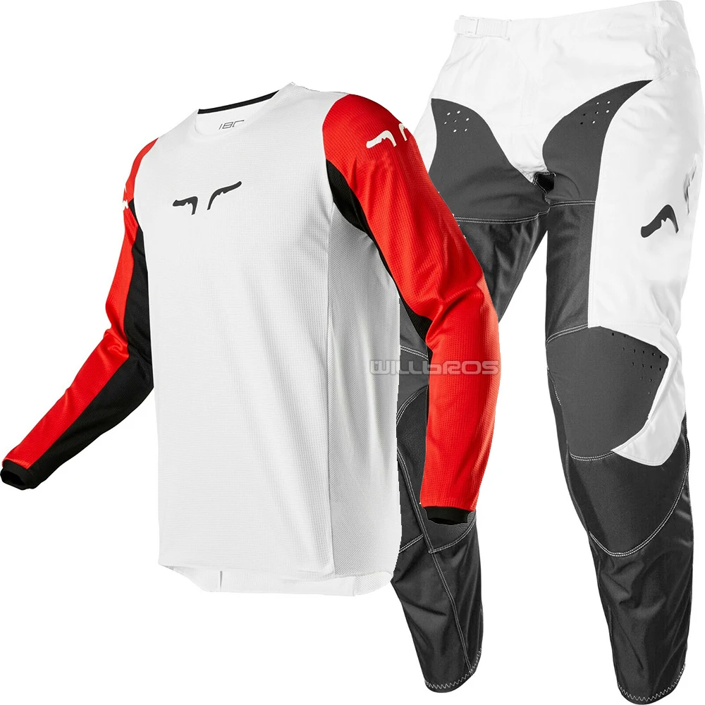 New DELICATE FOX 180 Prix Grey Jersey Pant Gear Combo for ATV DH MX Off-Road Scooter Dirt Bike Motocross Motorcycle