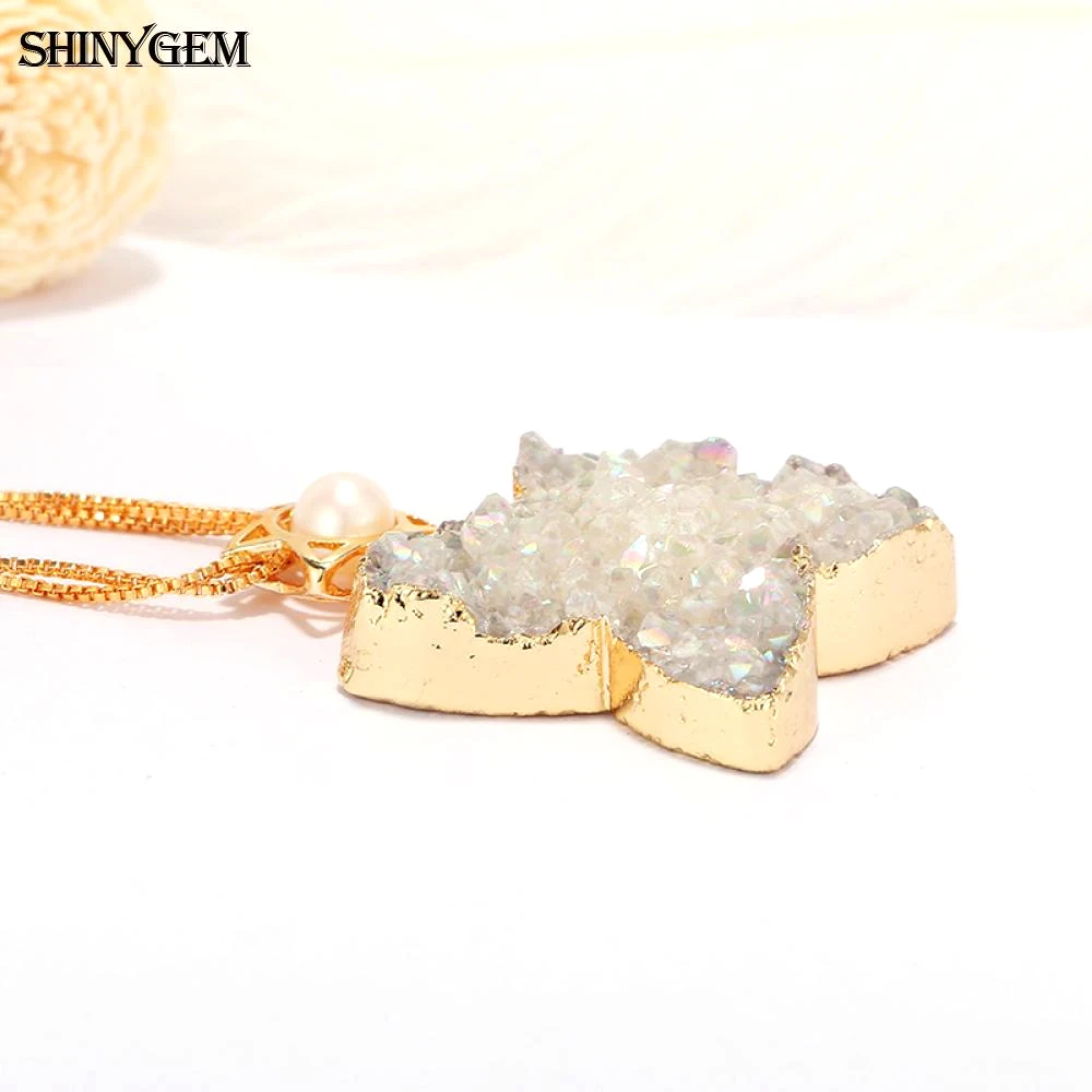 Ожерелья ShinyGem женские с натуральным белым опалом модные цепи драгоценным камнем
