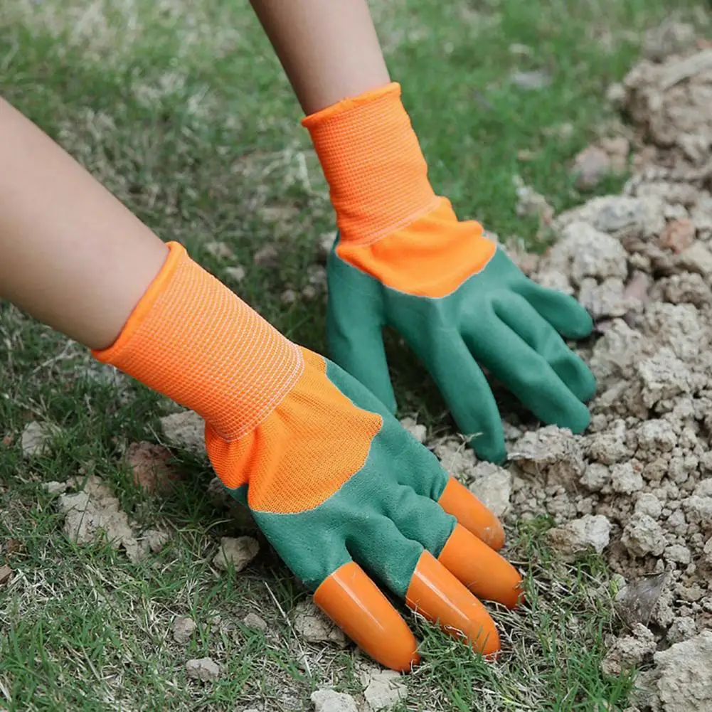 

1 Pair Garden Gloves Eco-friendly Wear Resistant Polyester Protect Nails Fingers Digging Gloves for Home
