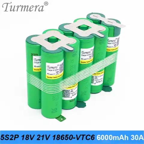 5s2p батарея 18650 упаковка Turmera us18650vtc6 6000 мАч 18 в 21 в 30a сварочная батарея для шуруповерта инструменты батарея под заказ