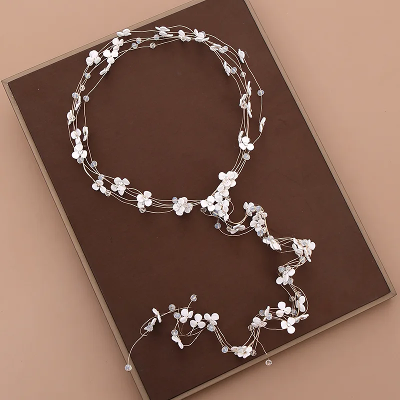 Жемчужная Повязка для волос белый цветочный обруч тиара простой головной убор