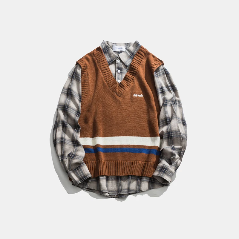 Мужские лоскутные рубашки ретро клетчатый узор хлопок большой размер хип-хоп