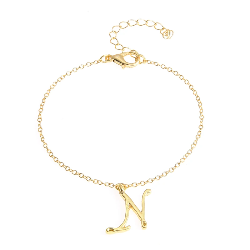Монограмма Cursive Initial N Name браслет вихревой Английский алфавит буква инициалы