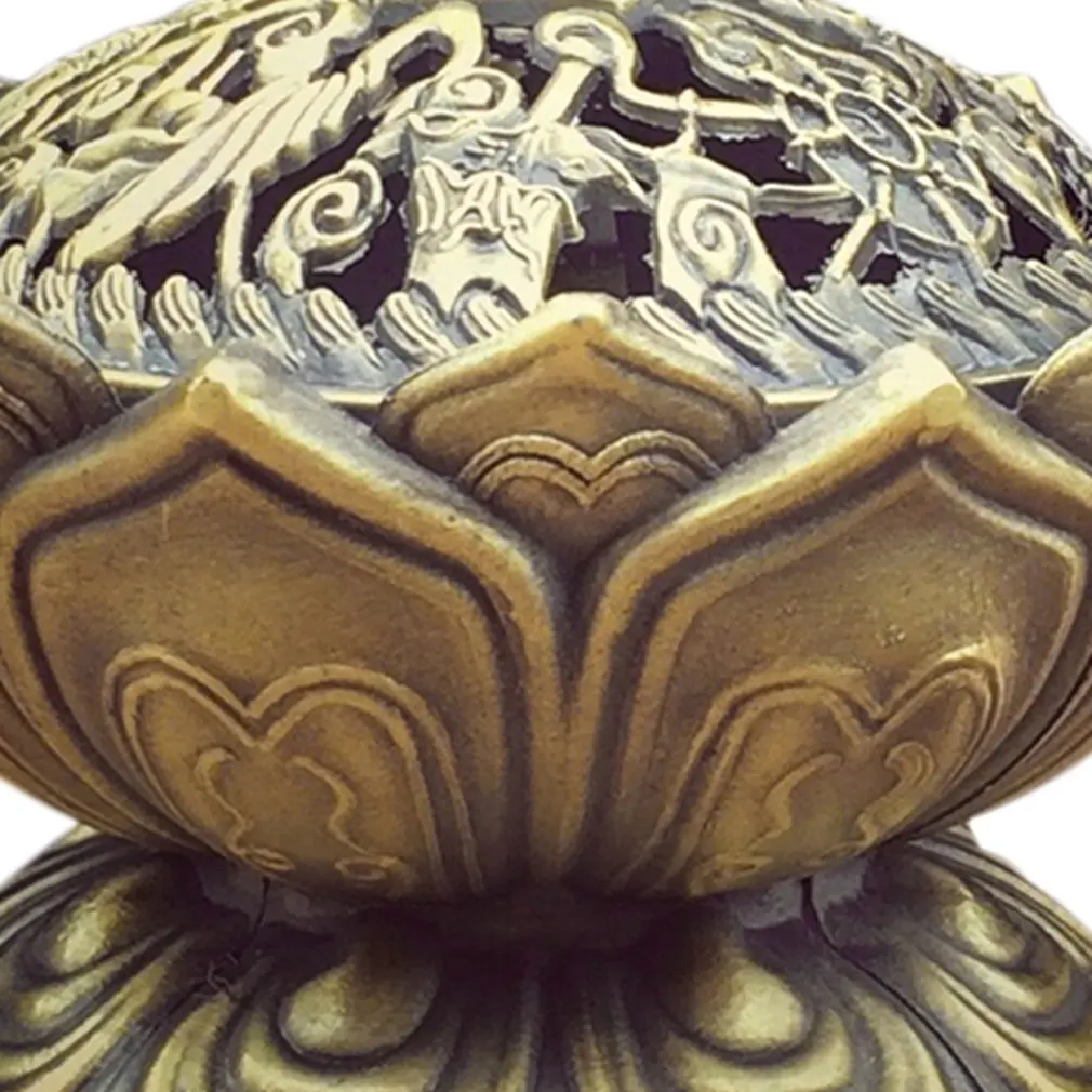 

Lotus Flower Incense Burner Alloy Zinc-Copper Dish Chinese Buddha Incense Holder Burner Brass Mini Sandalwood Censer Incense