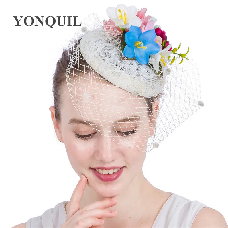 Модные свадебные шляпы и вуалетки цвета слоновой кости для невесты милый стиль