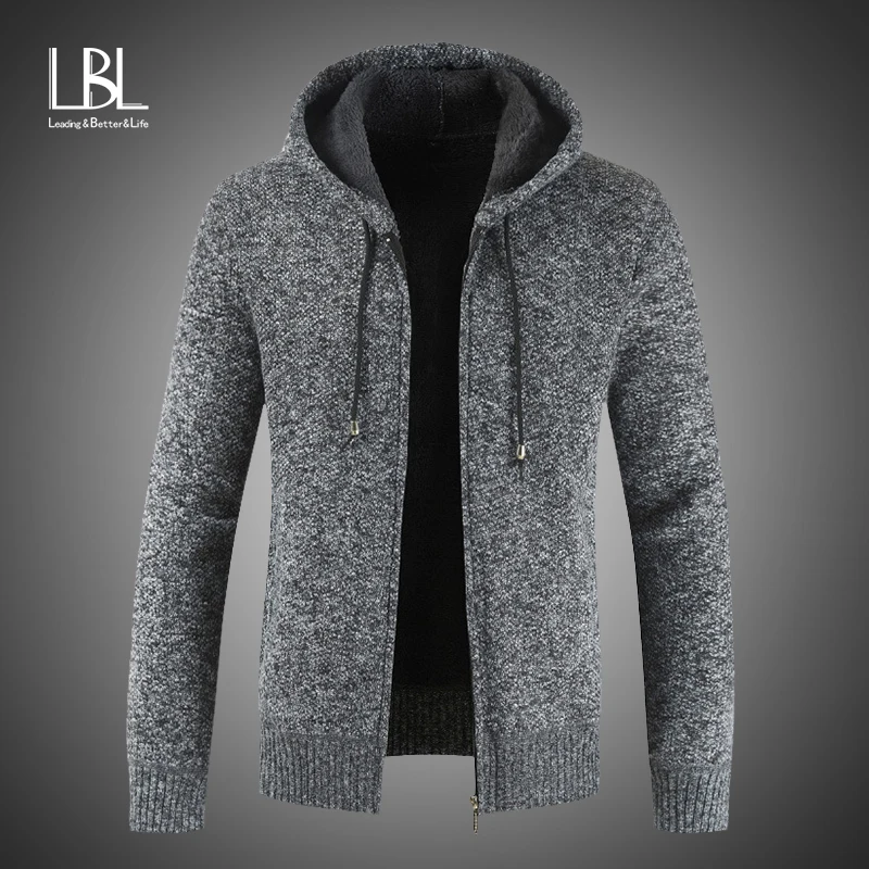 Свитер пальто для мужчин зима 2019 толстые теплые куртки с капюшоном кардиган