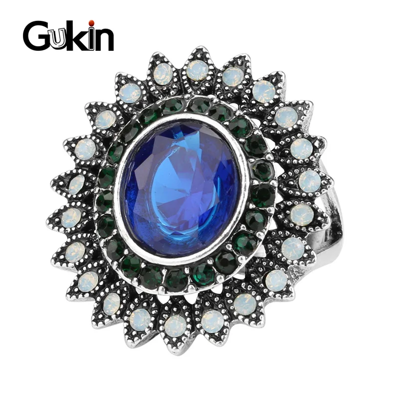 Новинка 2020 Роскошные Синие кольца из смолы для женщин серебряный цвет Винтажное