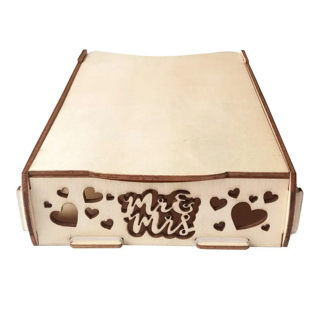 Полые деревянные Свадебные Подпись коробка для гостей сообщение чип хранения