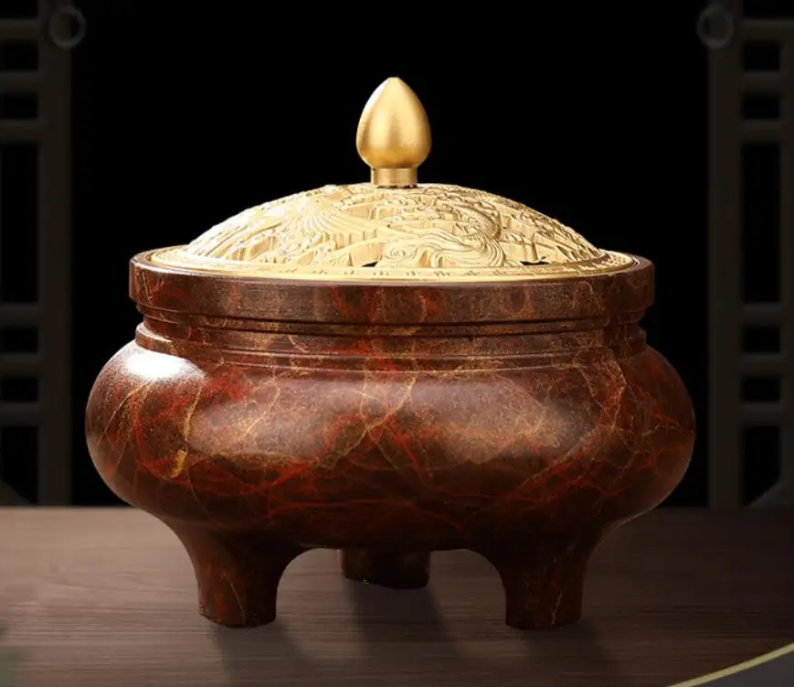 

Курильница из натуральной кожи, большая тарелка для благовоний, курильница из сандалового дерева для украшения китайского чайного столика ...