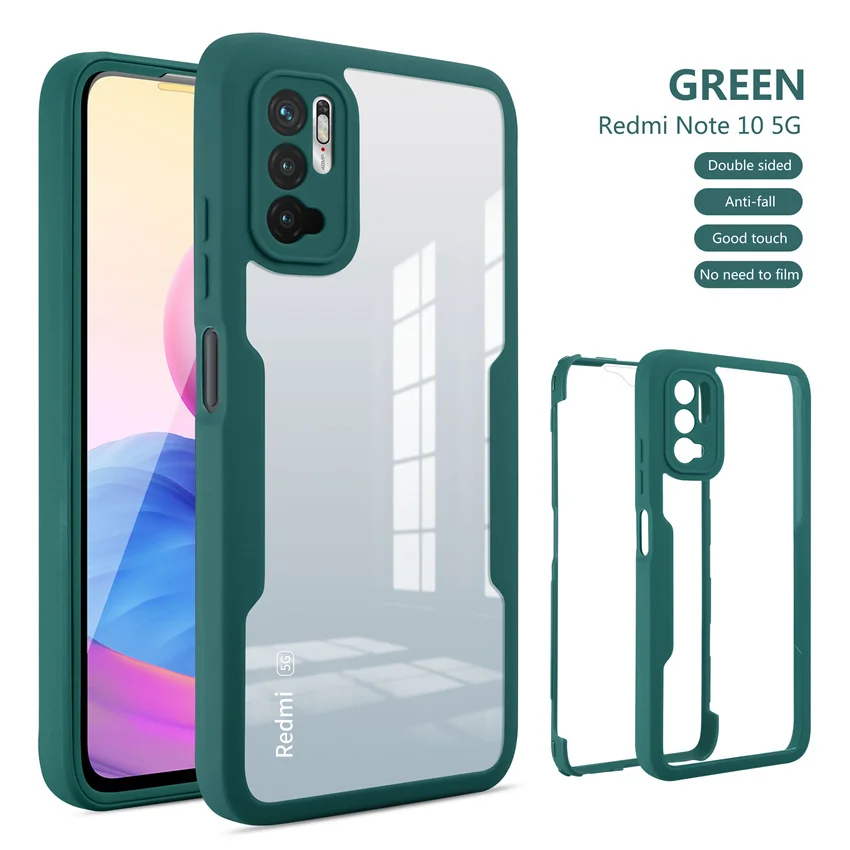 360 full cover phone case for xiaomi mi 11 lite redmi note 10 10s poco m3 pro 5g soft front protector back shockproof cover free global shipping