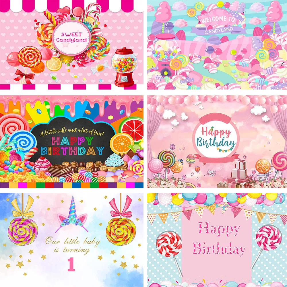 Mocsicka Candyland тематический Детский День Рождения фотография фон новорожденный